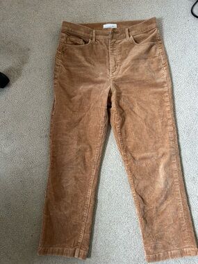 Loft Corduroy Straight-Leg Pants - Camel Brown